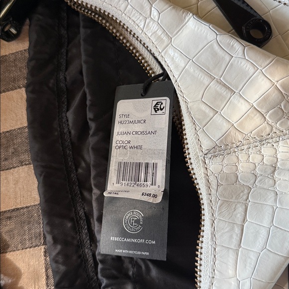 NWT Rebecca Minkoff "Julian Croissant" White Croc Leather Shoulder Bag Ret.$348 - Picture 4 of 4